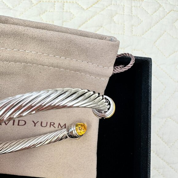 David Yurman sterling silver 7mm Cable Citrine Bracelet with 14K Gold - Picture 2 of 6